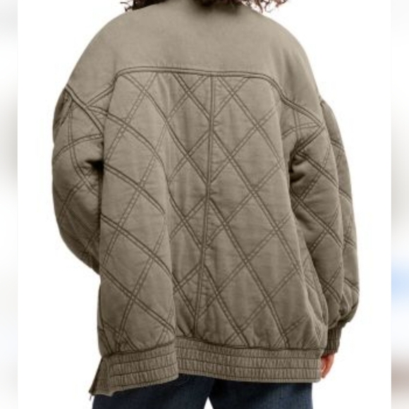 NWT Free People Juno Jacket Laurel Oak Green Boho Quilted Bomber Oversized M - Picture 3 of 14